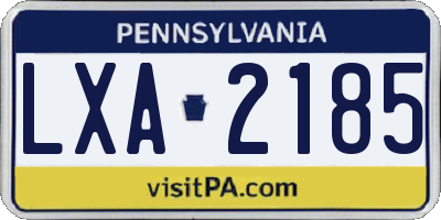 PA license plate LXA2185