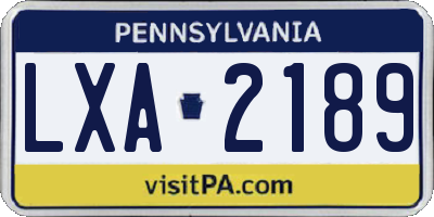 PA license plate LXA2189
