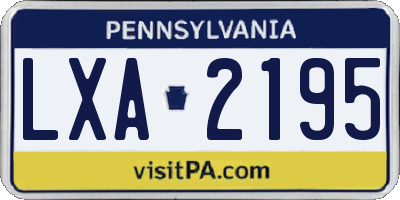 PA license plate LXA2195