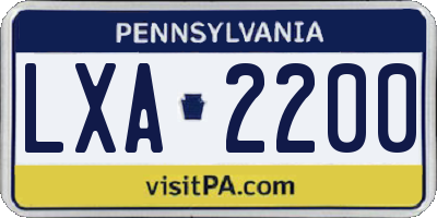 PA license plate LXA2200