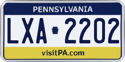 PA license plate LXA2202
