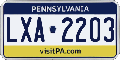 PA license plate LXA2203