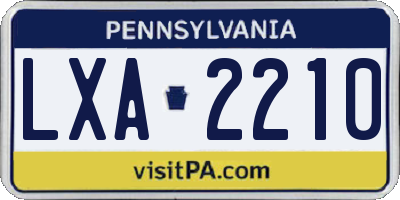PA license plate LXA2210