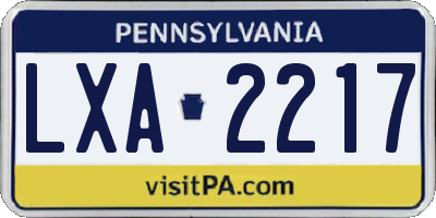 PA license plate LXA2217