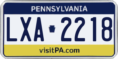 PA license plate LXA2218