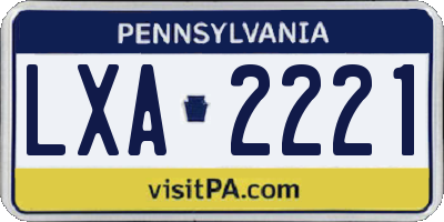 PA license plate LXA2221