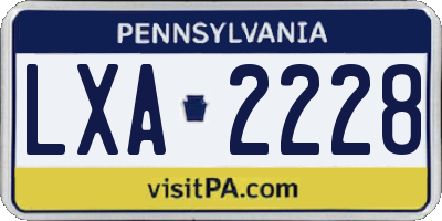 PA license plate LXA2228