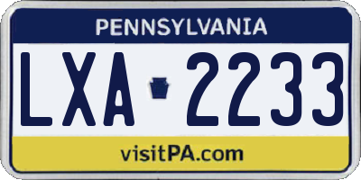 PA license plate LXA2233