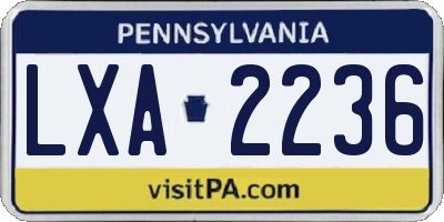 PA license plate LXA2236
