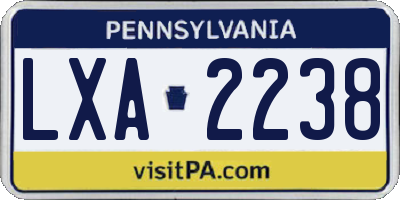 PA license plate LXA2238