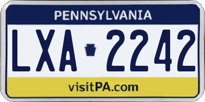 PA license plate LXA2242