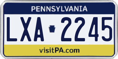 PA license plate LXA2245