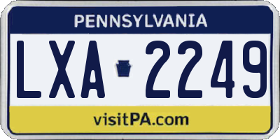 PA license plate LXA2249