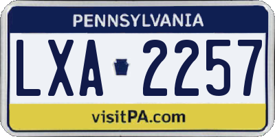 PA license plate LXA2257