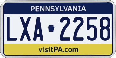 PA license plate LXA2258