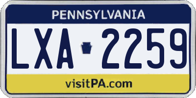 PA license plate LXA2259