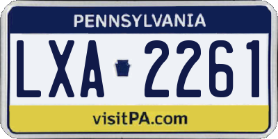 PA license plate LXA2261