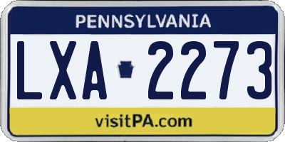 PA license plate LXA2273