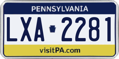 PA license plate LXA2281