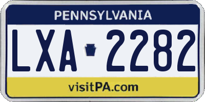 PA license plate LXA2282