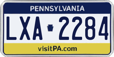 PA license plate LXA2284