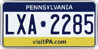 PA license plate LXA2285