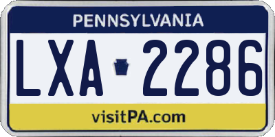 PA license plate LXA2286