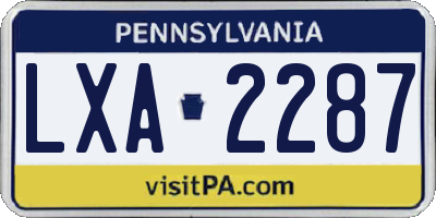 PA license plate LXA2287