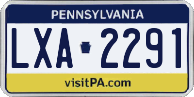 PA license plate LXA2291