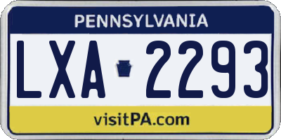 PA license plate LXA2293