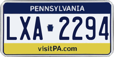PA license plate LXA2294