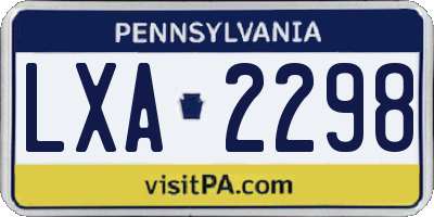 PA license plate LXA2298