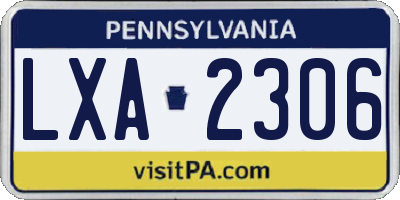 PA license plate LXA2306