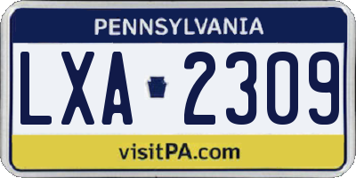 PA license plate LXA2309