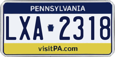 PA license plate LXA2318