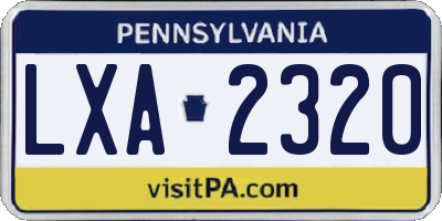 PA license plate LXA2320