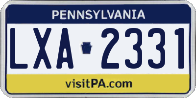 PA license plate LXA2331