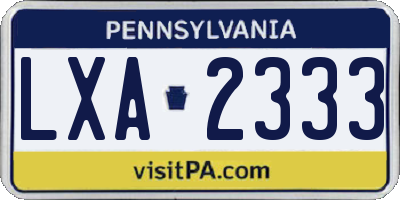 PA license plate LXA2333