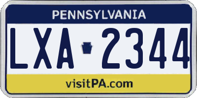 PA license plate LXA2344