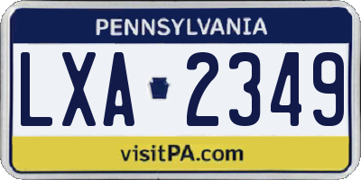 PA license plate LXA2349