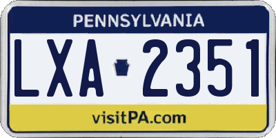 PA license plate LXA2351