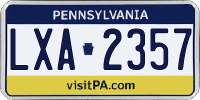 PA license plate LXA2357