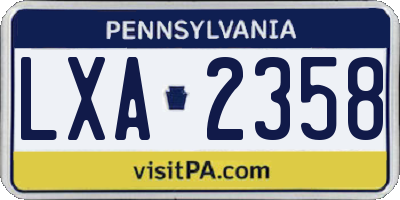 PA license plate LXA2358