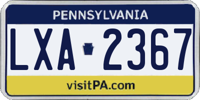 PA license plate LXA2367