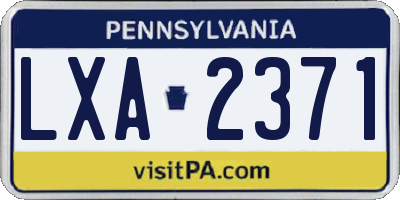 PA license plate LXA2371