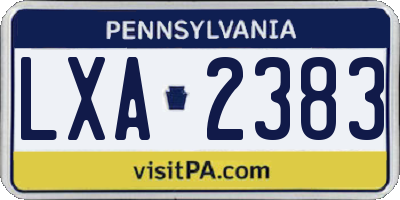 PA license plate LXA2383