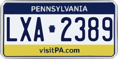 PA license plate LXA2389