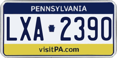 PA license plate LXA2390
