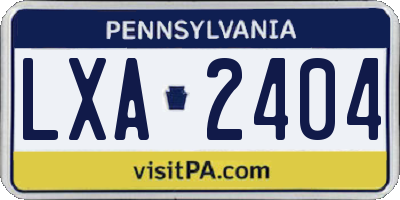 PA license plate LXA2404