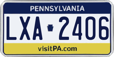 PA license plate LXA2406